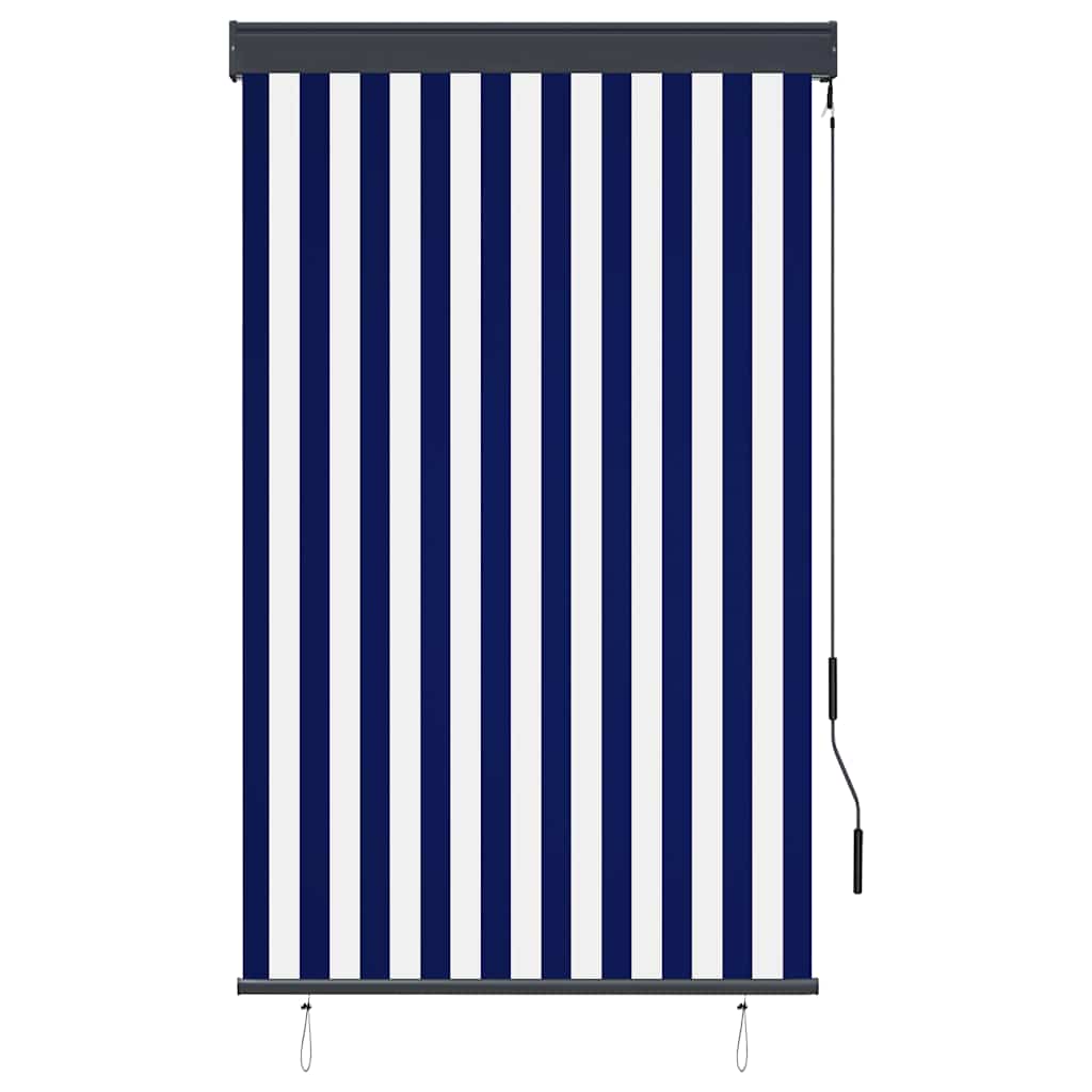 udendørs rullegardin 100x250 cm blå og hvid