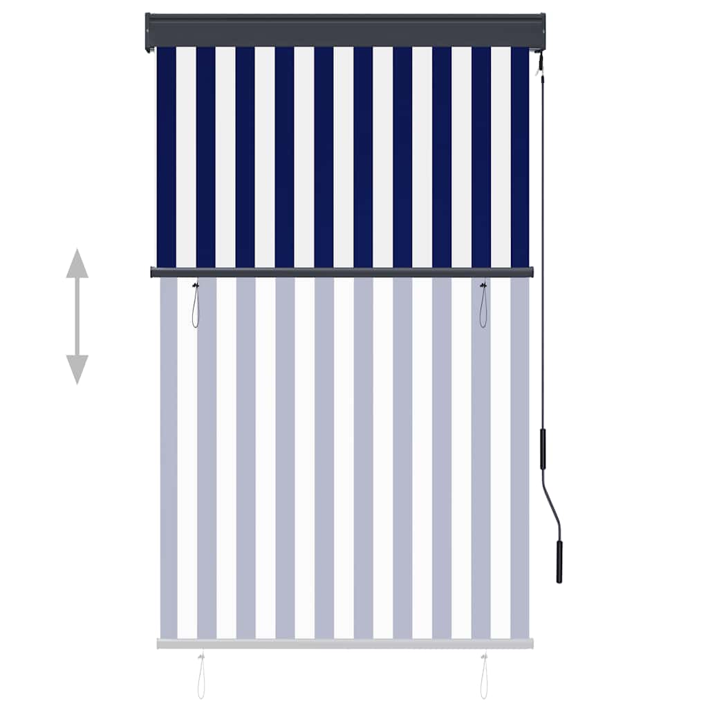 udendørs rullegardin 100x250 cm blå og hvid