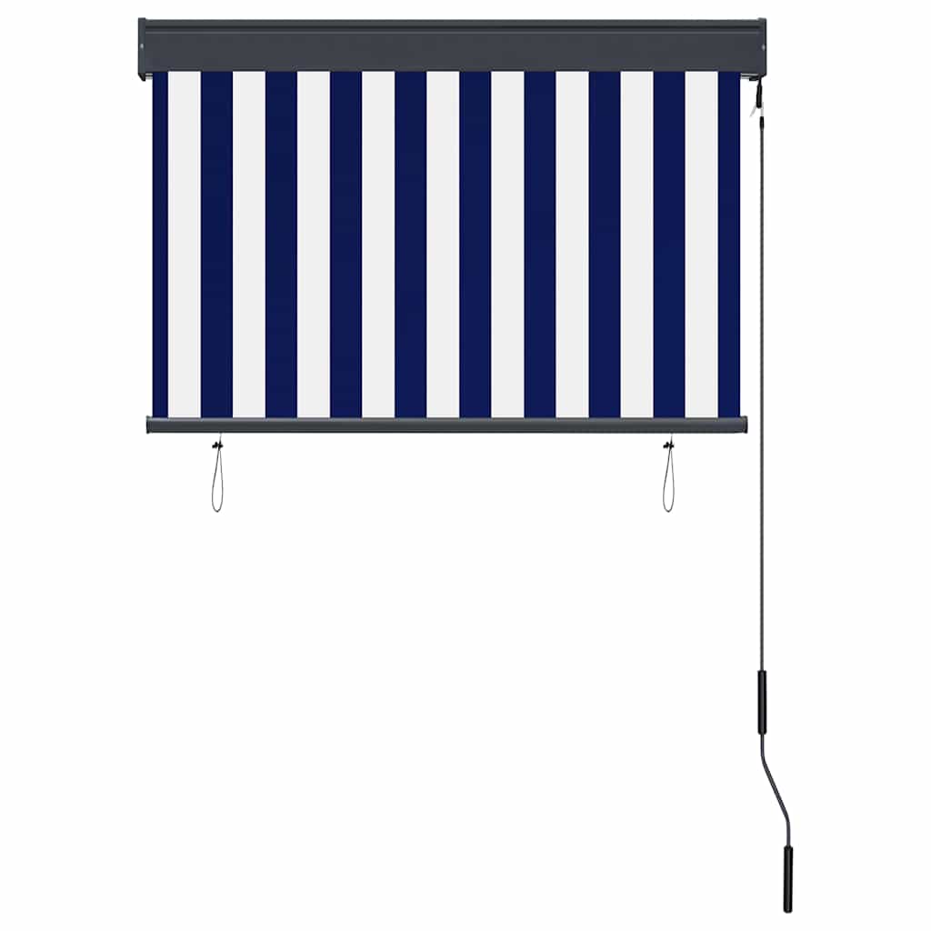 udendørs rullegardin 100x250 cm blå og hvid