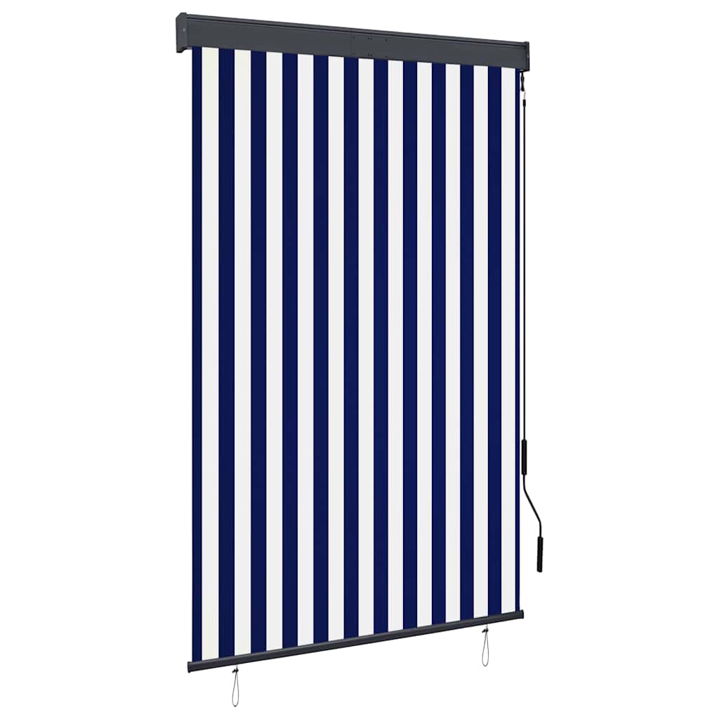udendørs rullegardin 120x250 cm blå og hvid