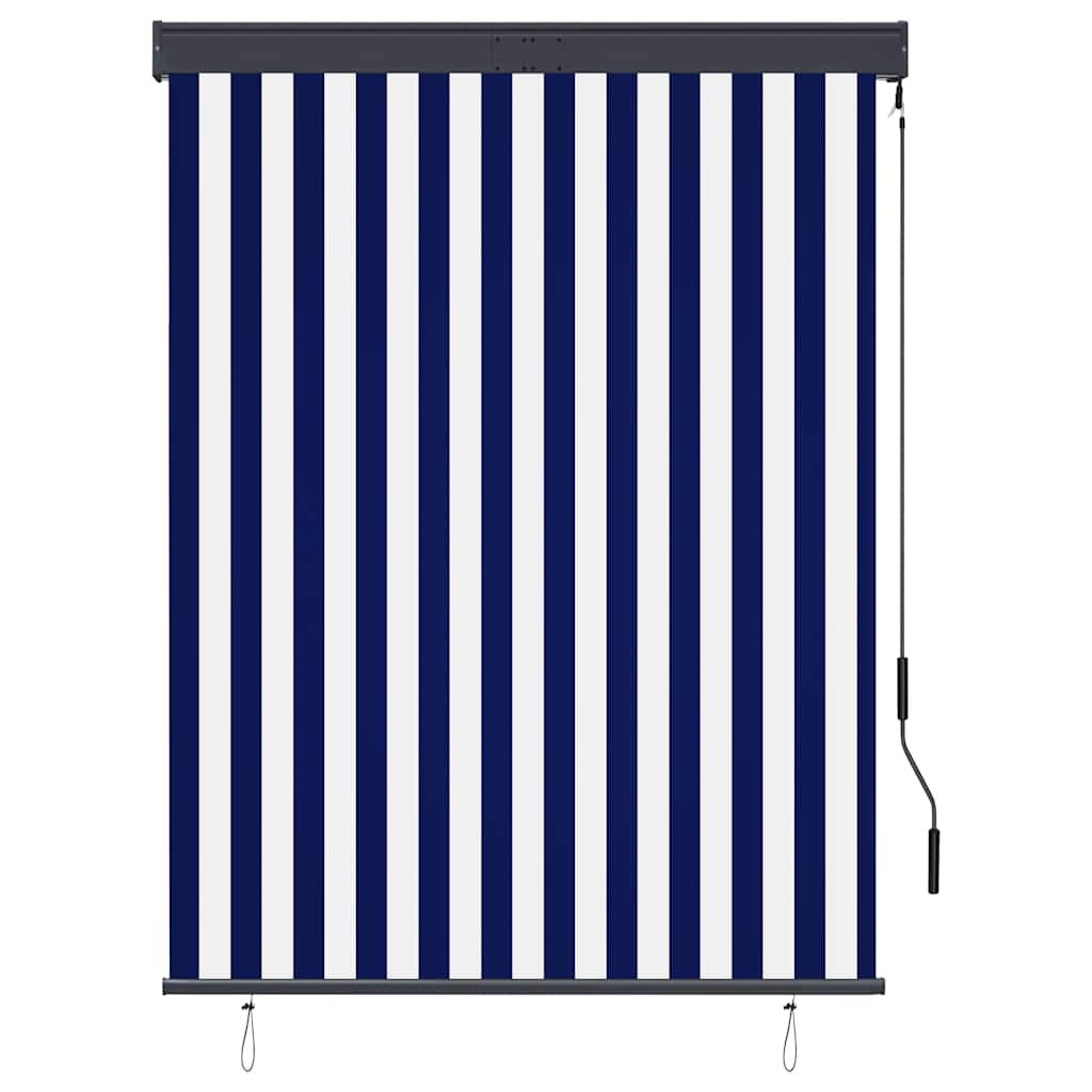 udendørs rullegardin 120x250 cm blå og hvid