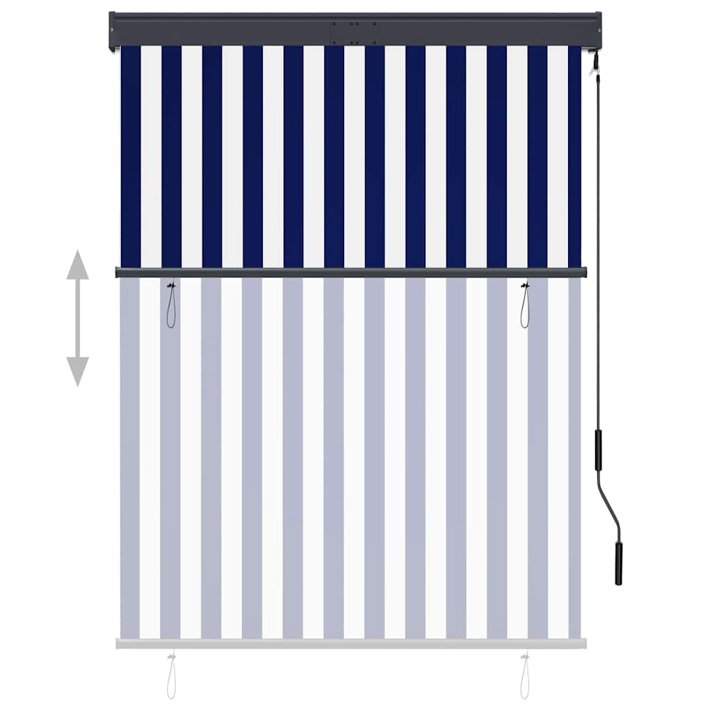 udendørs rullegardin 120x250 cm blå og hvid