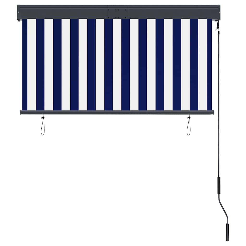 udendørs rullegardin 120x250 cm blå og hvid