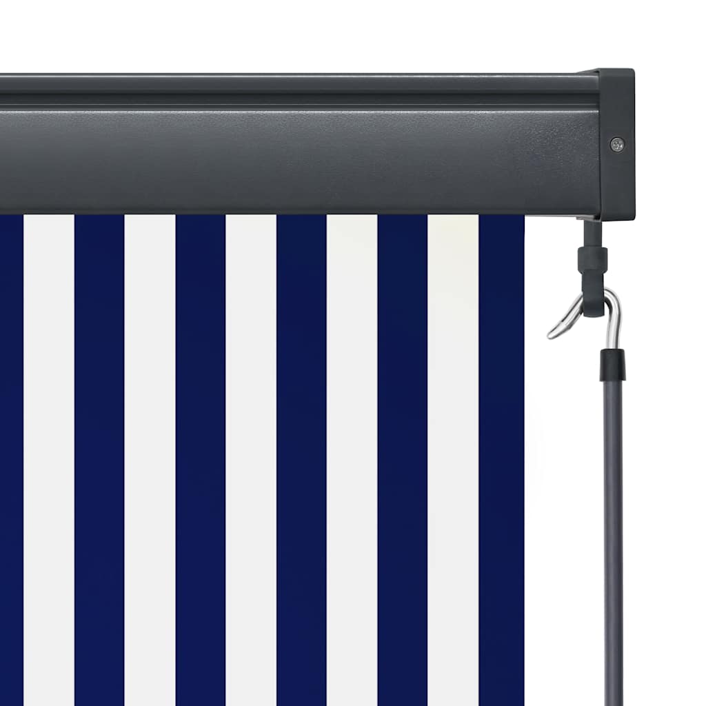udendørs rullegardin 120x250 cm blå og hvid