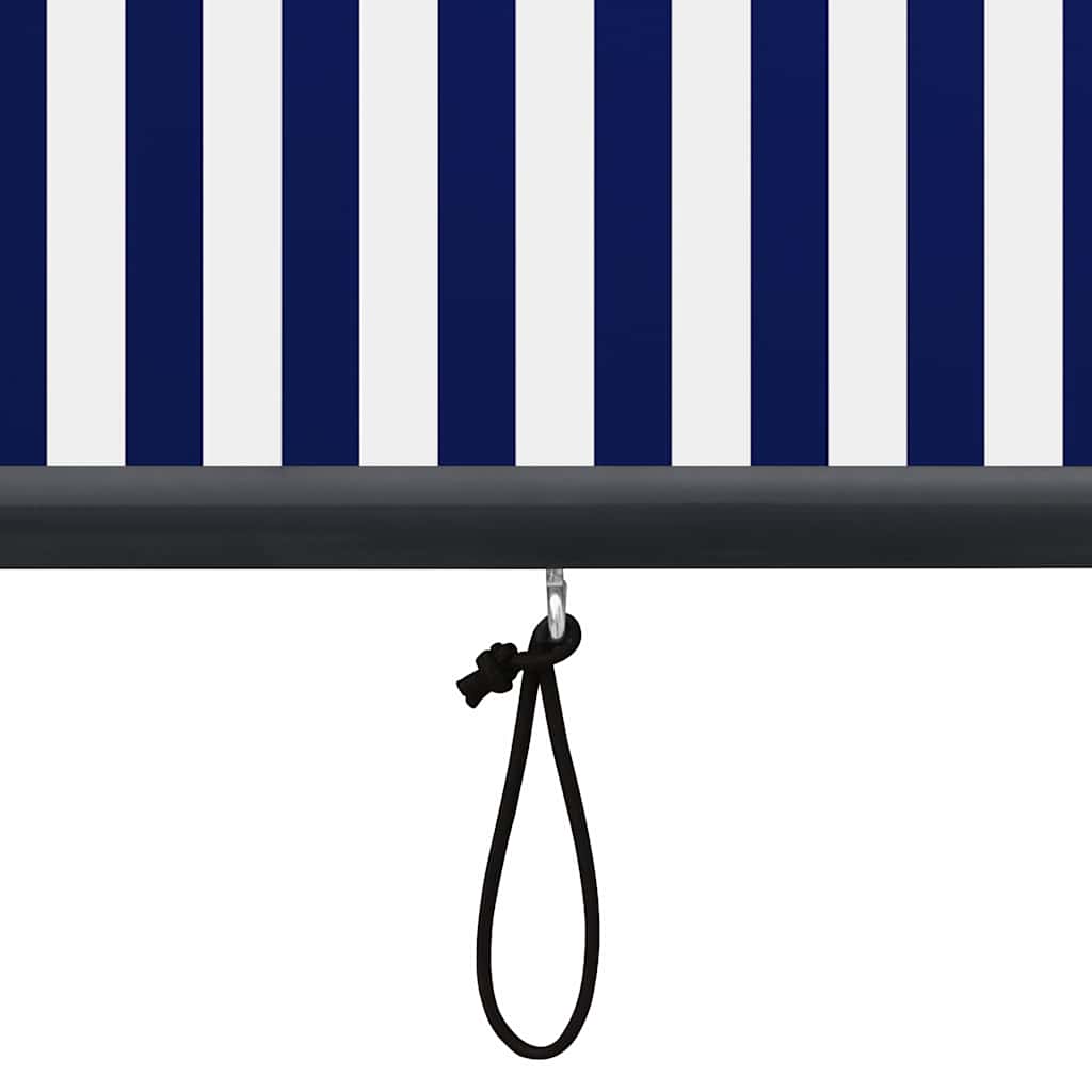 udendørs rullegardin 120x250 cm blå og hvid