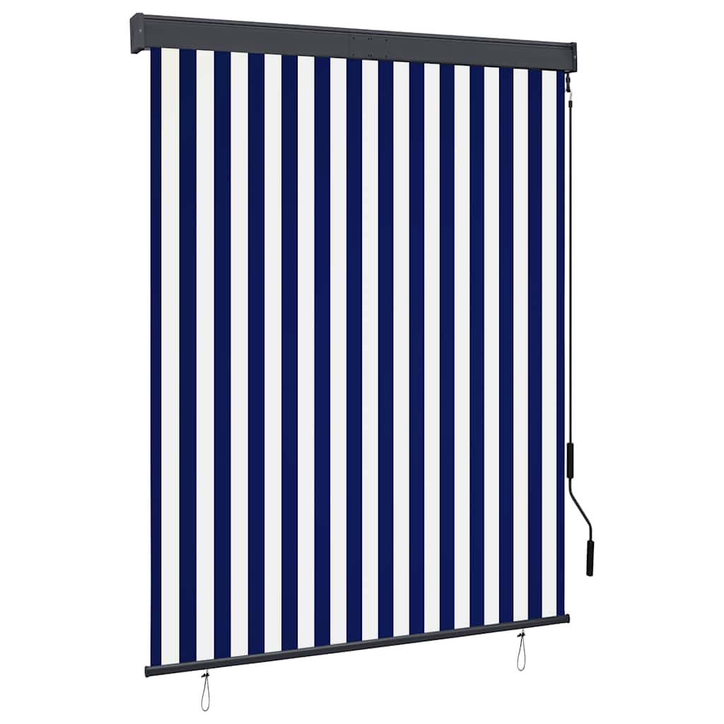 udendørs rullegardin 140x250 cm blå og hvid