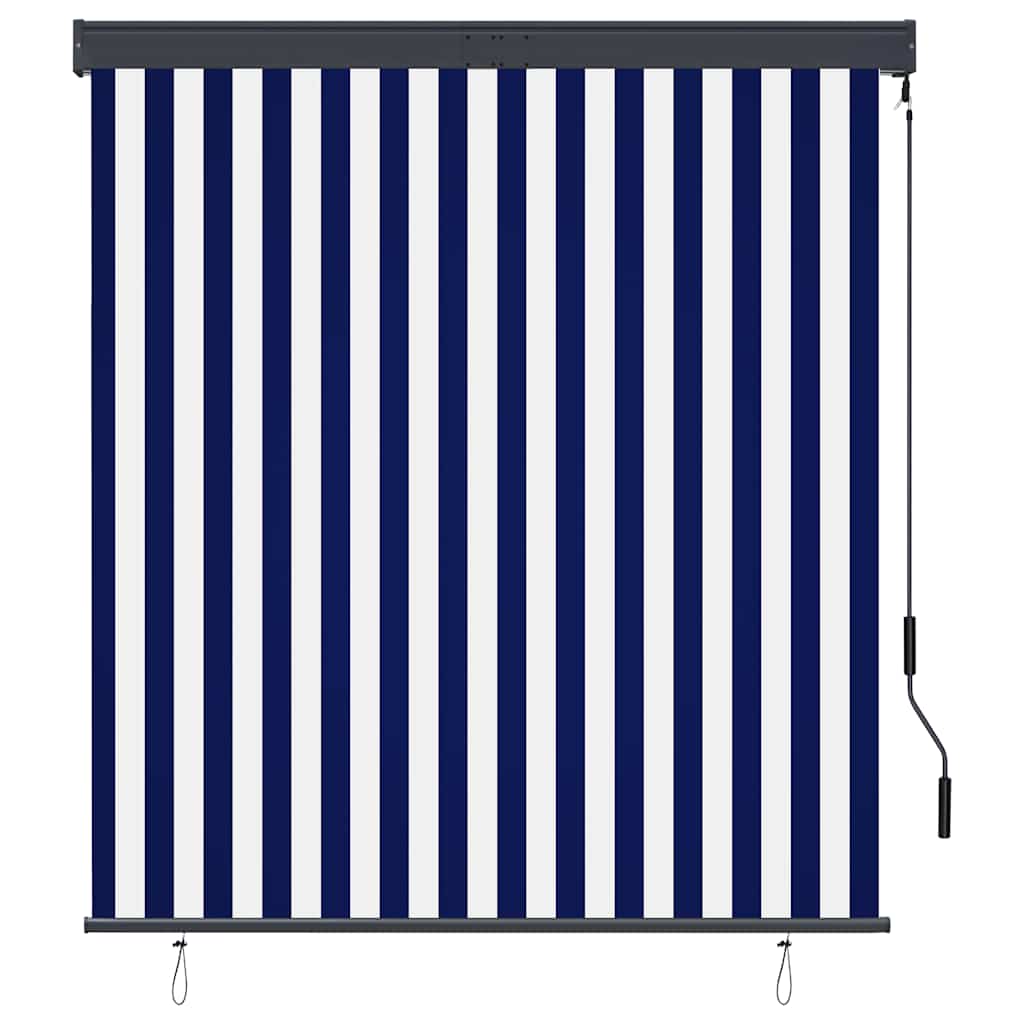 udendørs rullegardin 140x250 cm blå og hvid