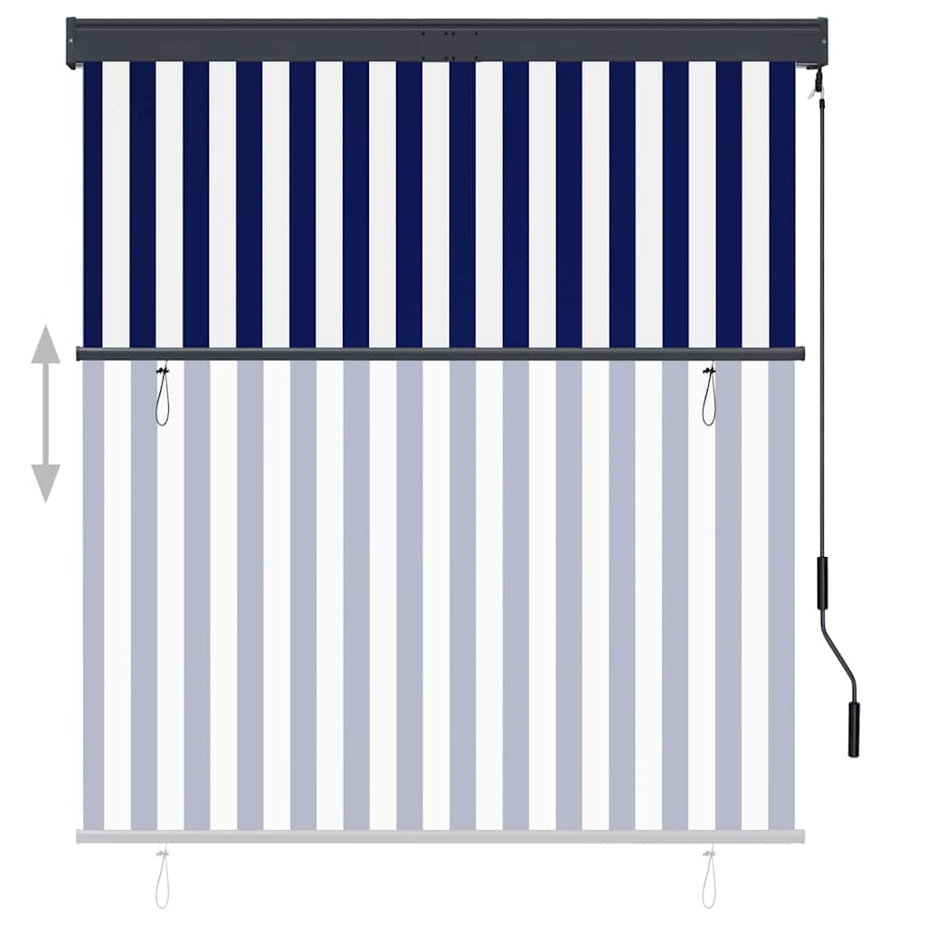 udendørs rullegardin 140x250 cm blå og hvid