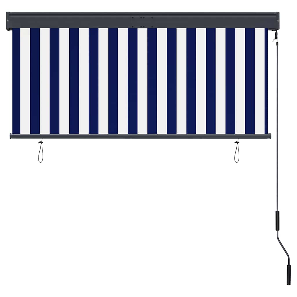 udendørs rullegardin 140x250 cm blå og hvid
