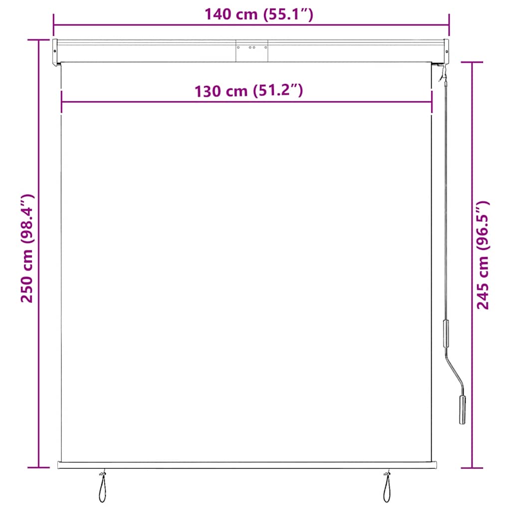 udendørs rullegardin 140x250 cm blå og hvid