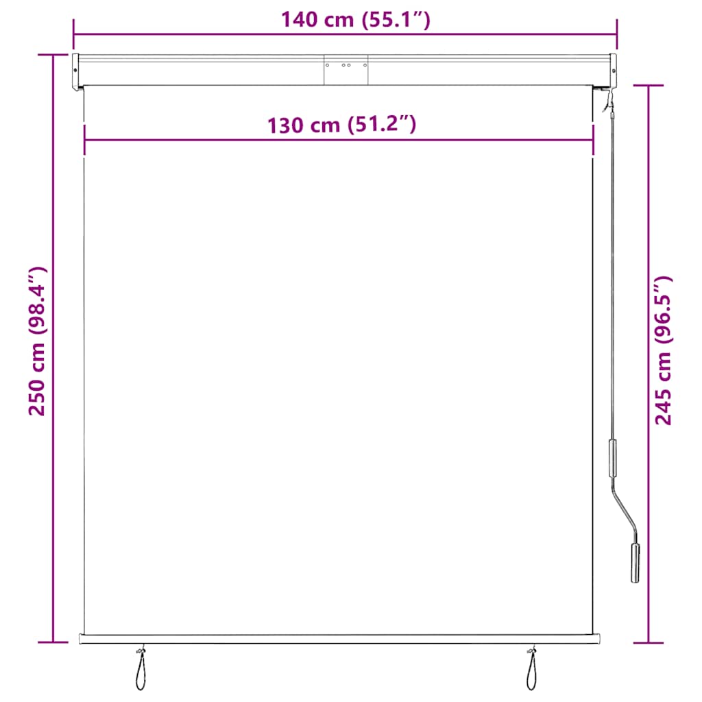 udendørs rullegardin 140x250 cm gul og blå