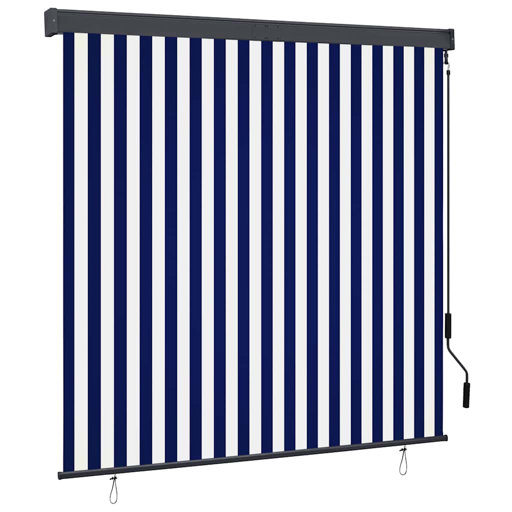udendørs rullegardin 160x250 cm blå og hvid