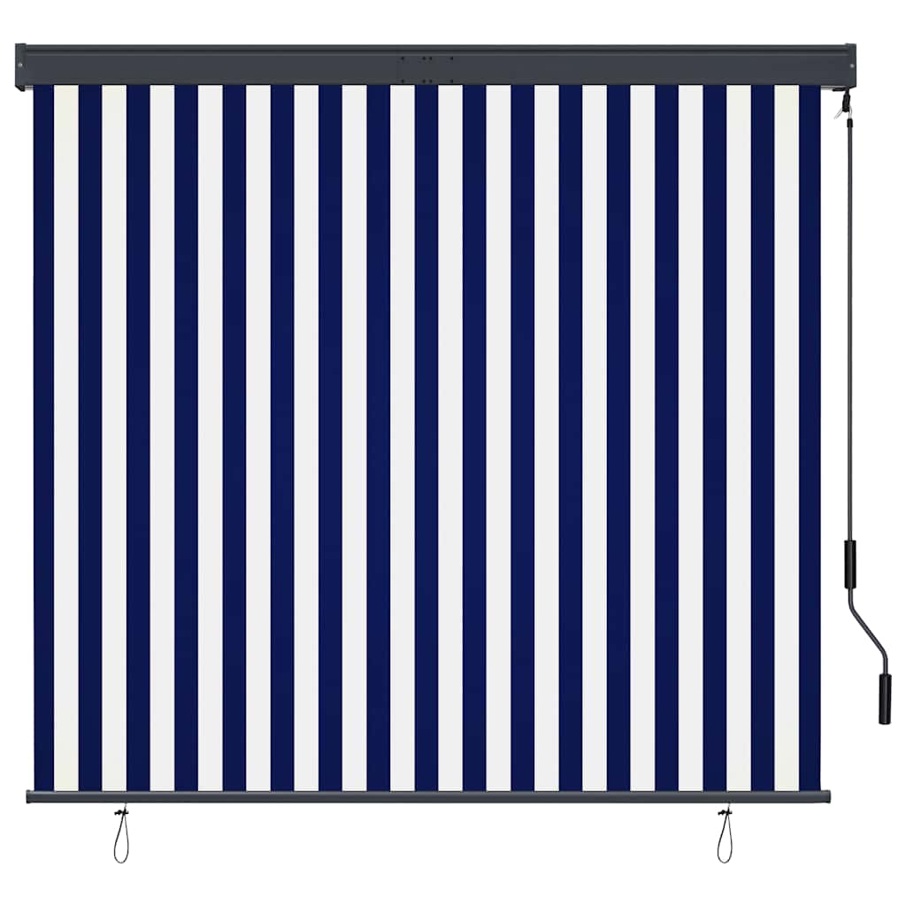 udendørs rullegardin 160x250 cm blå og hvid