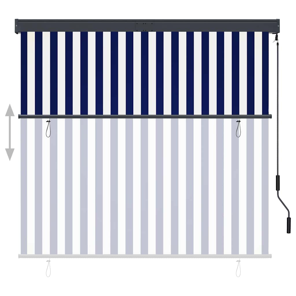 udendørs rullegardin 160x250 cm blå og hvid