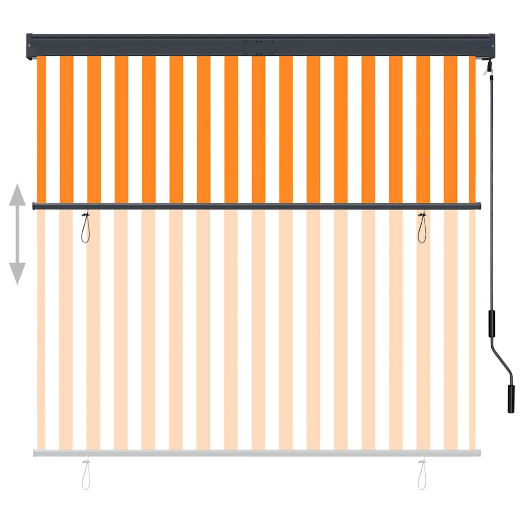 udendørs rullegardin 160x250 cm hvid og orange