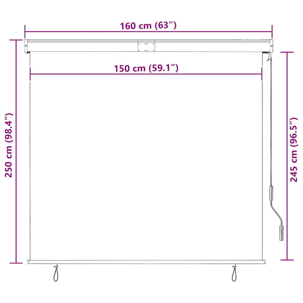 udendørs rullegardin 160x250 cm hvid og orange
