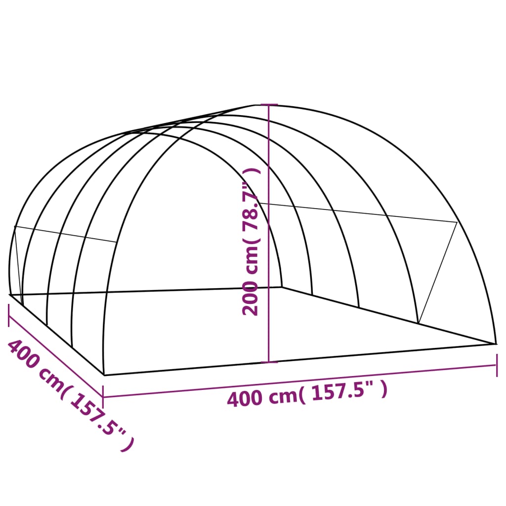 drivhus 16 m² 4x4x2 m