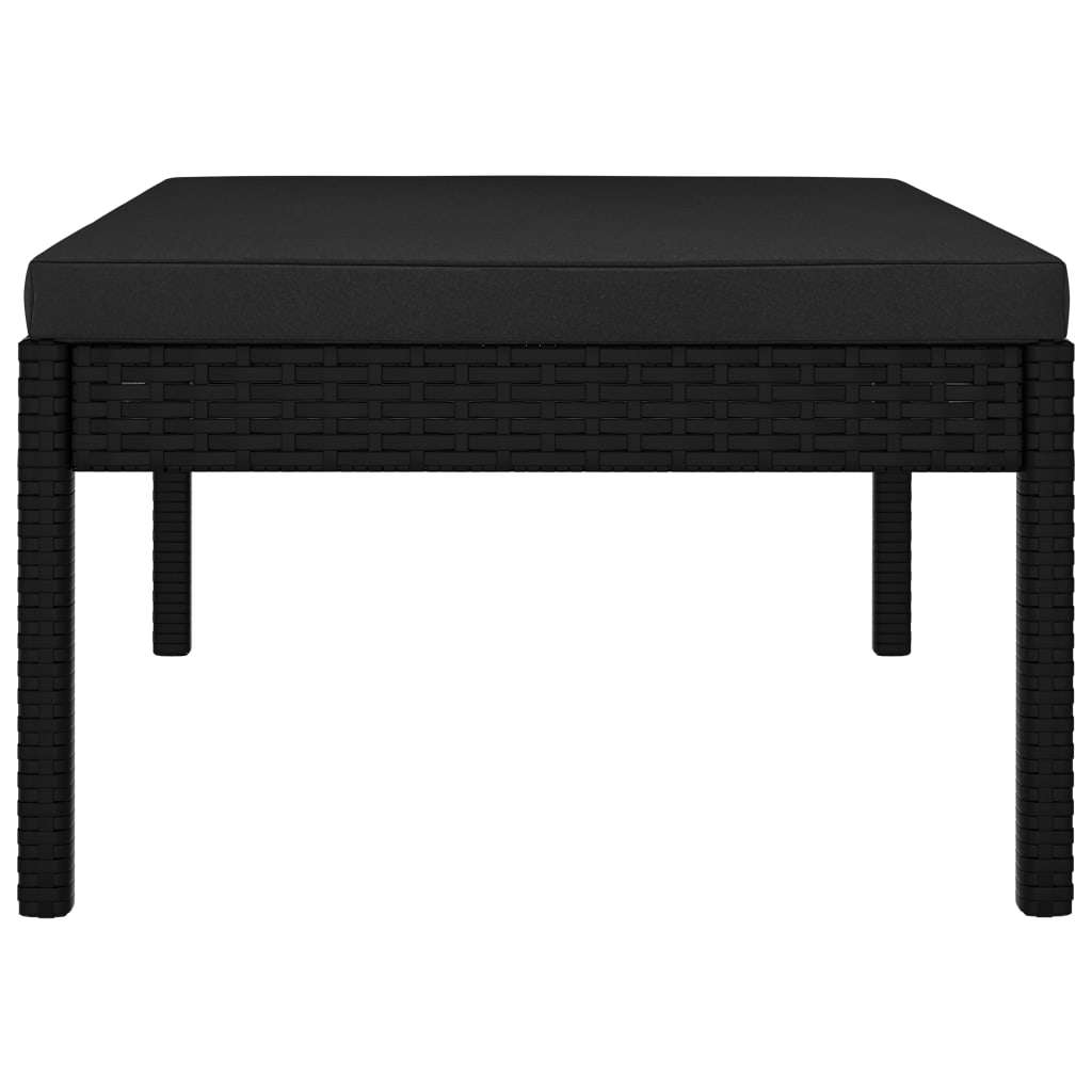 haveloungesæt 3 dele med hynder polyrattan sort
