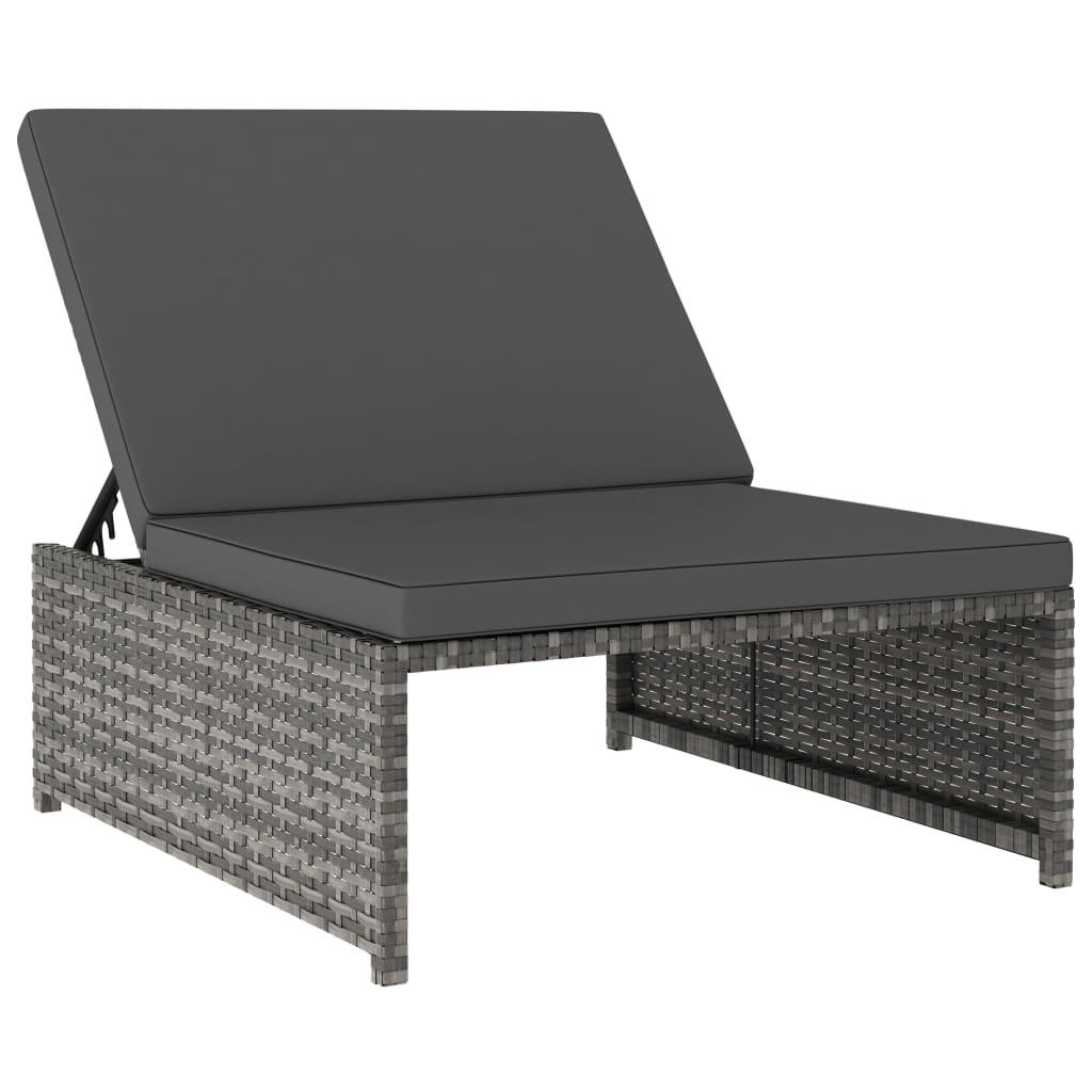 havestole 2 stk. med lænefunktion og bord polyrattan grå