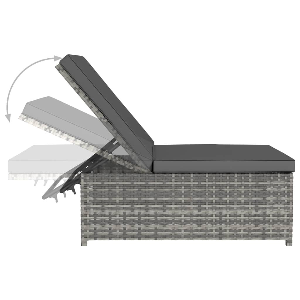 havestole 2 stk. med lænefunktion og bord polyrattan grå