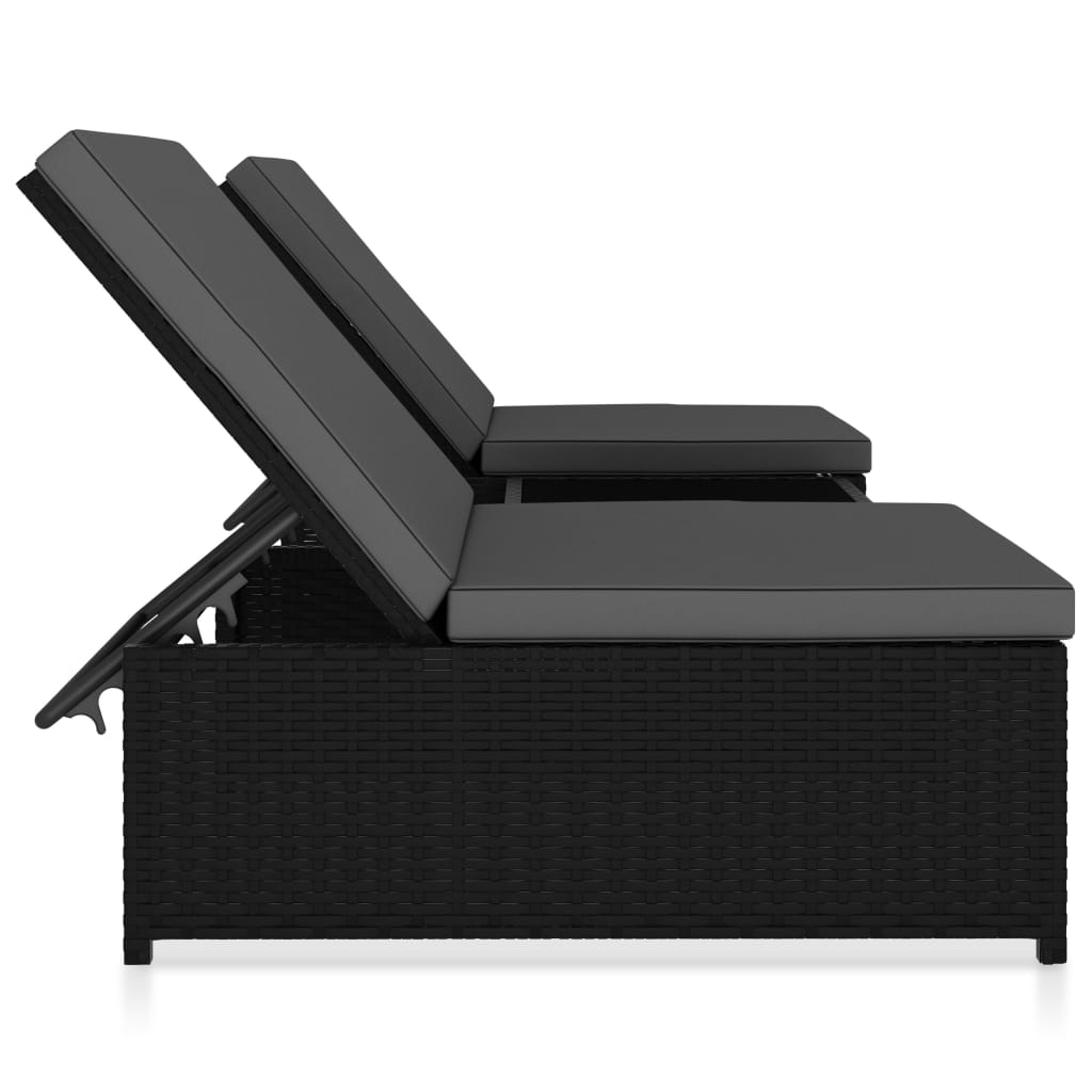havestole 2 stk. med lænefunktion og bord polyrattan sort