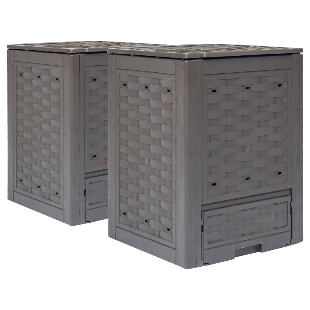 kompostbeholdere 2 stk. 60 x 60 x 83 cm 600 l brun