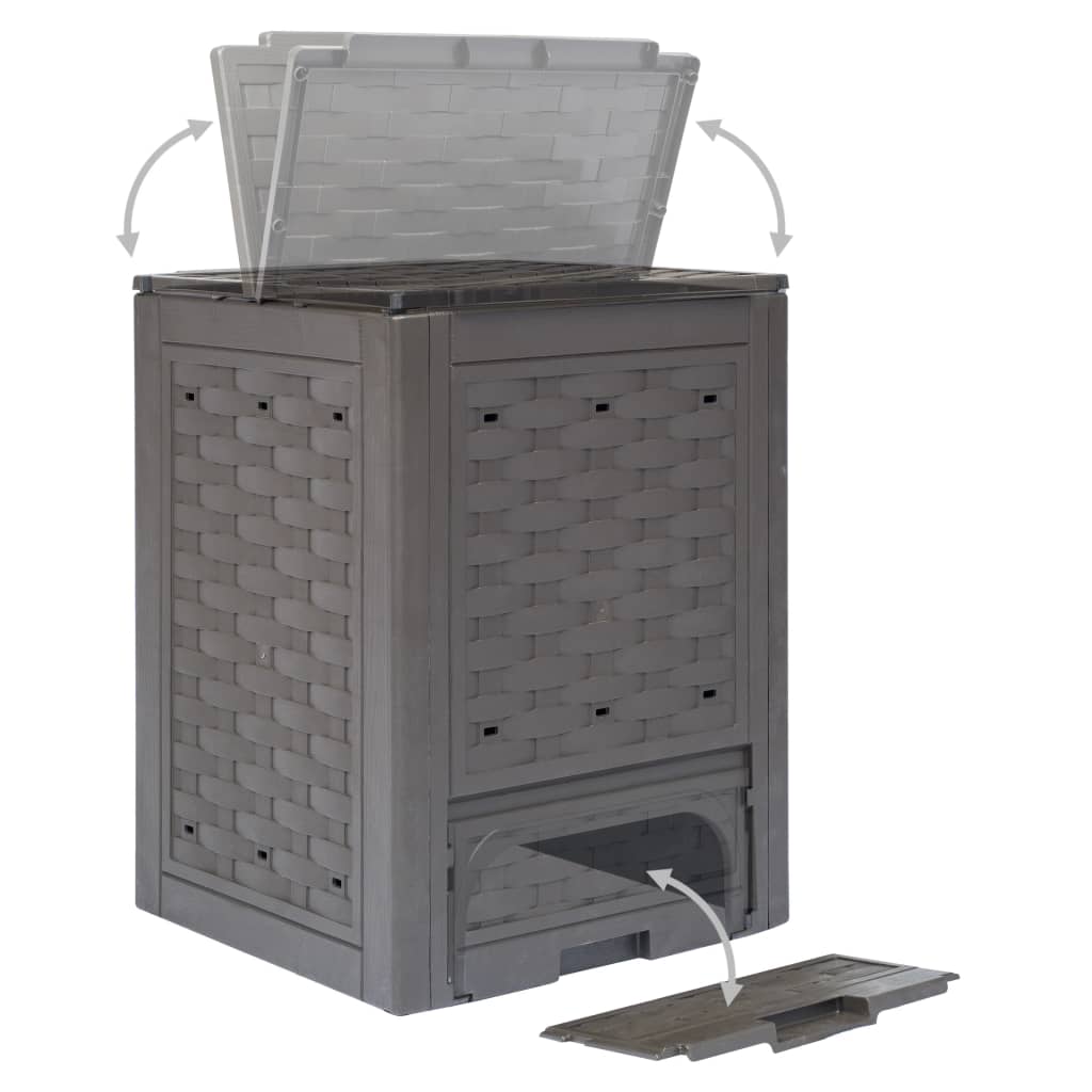 kompostbeholdere 2 stk. 60 x 60 x 83 cm 600 l brun