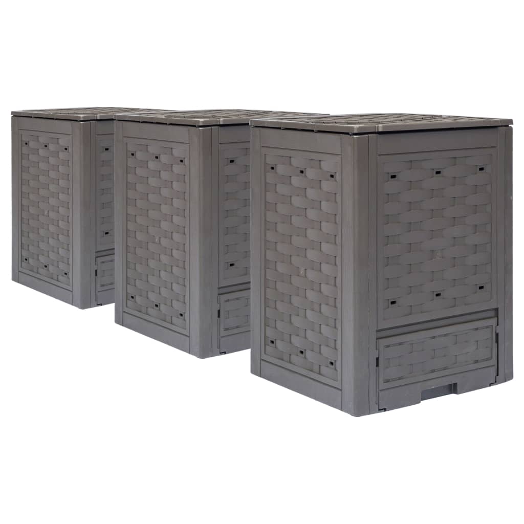 kompostbeholdere 3 stk. 60 x 60 x 83 cm 900 l brun