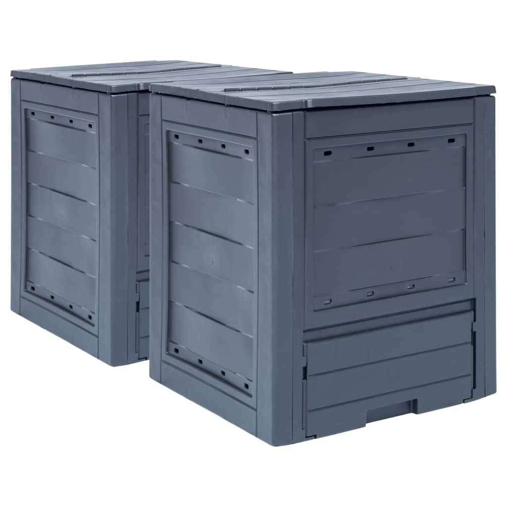 kompostbeholdere til haven 2 stk. 60 x 60 x 73 cm 520 l grå