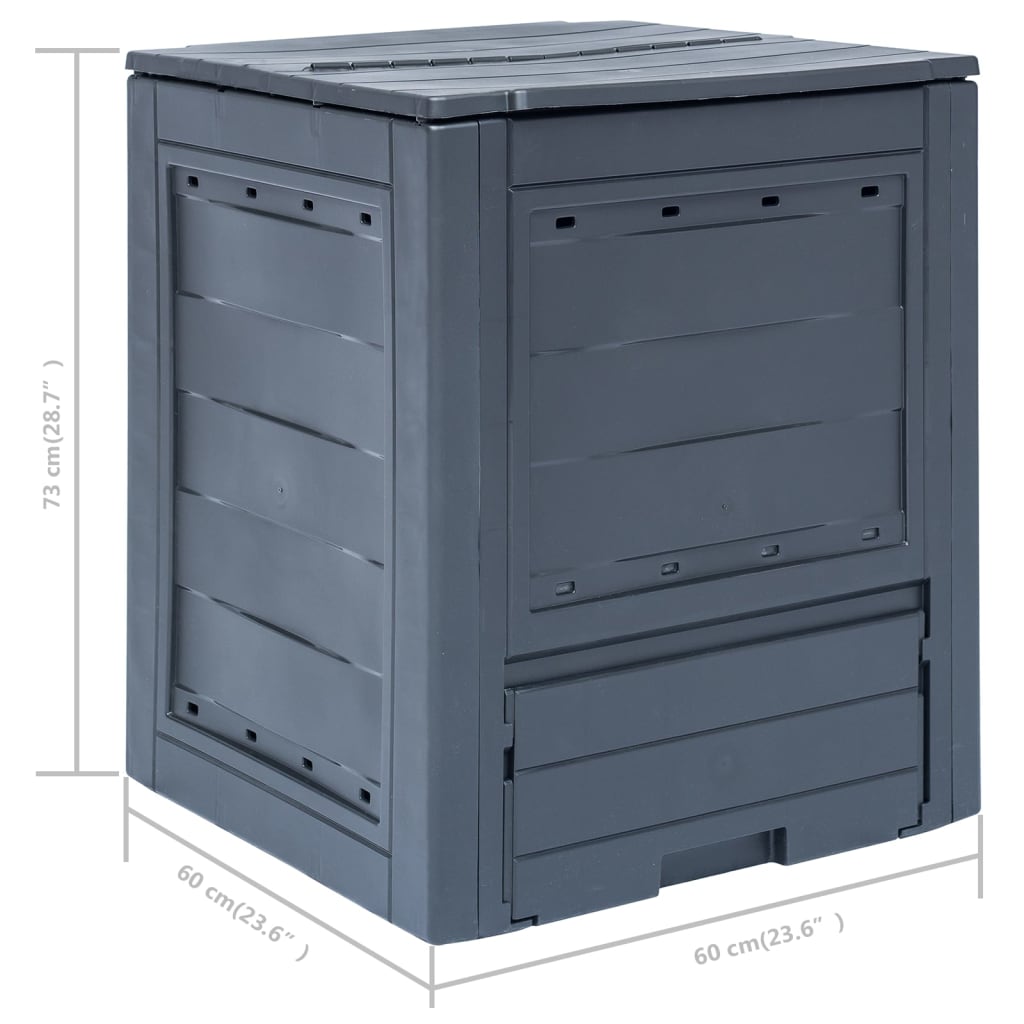 kompostbeholdere til haven 2 stk. 60 x 60 x 73 cm 520 l grå