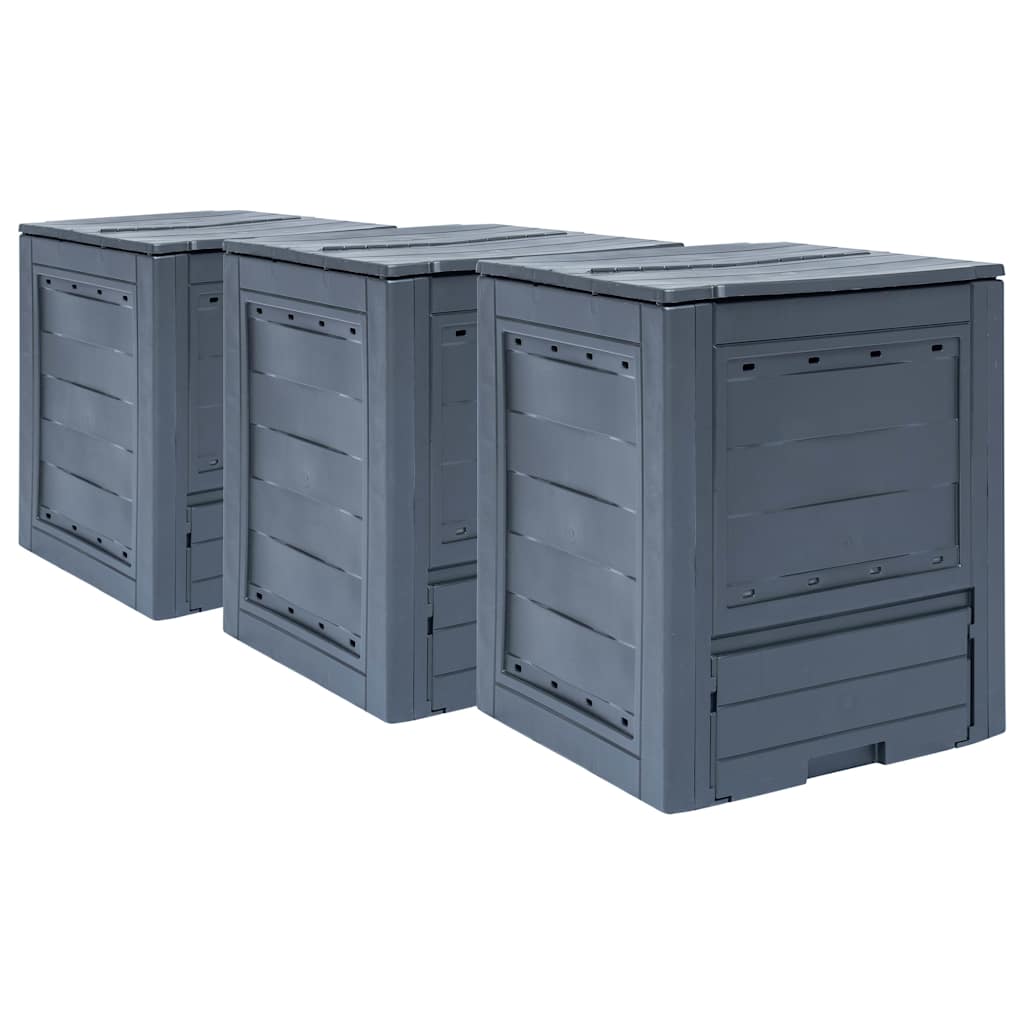 kompostbeholdere til haven 3 stk. 60 x 60 x 73 cm 780 l grå