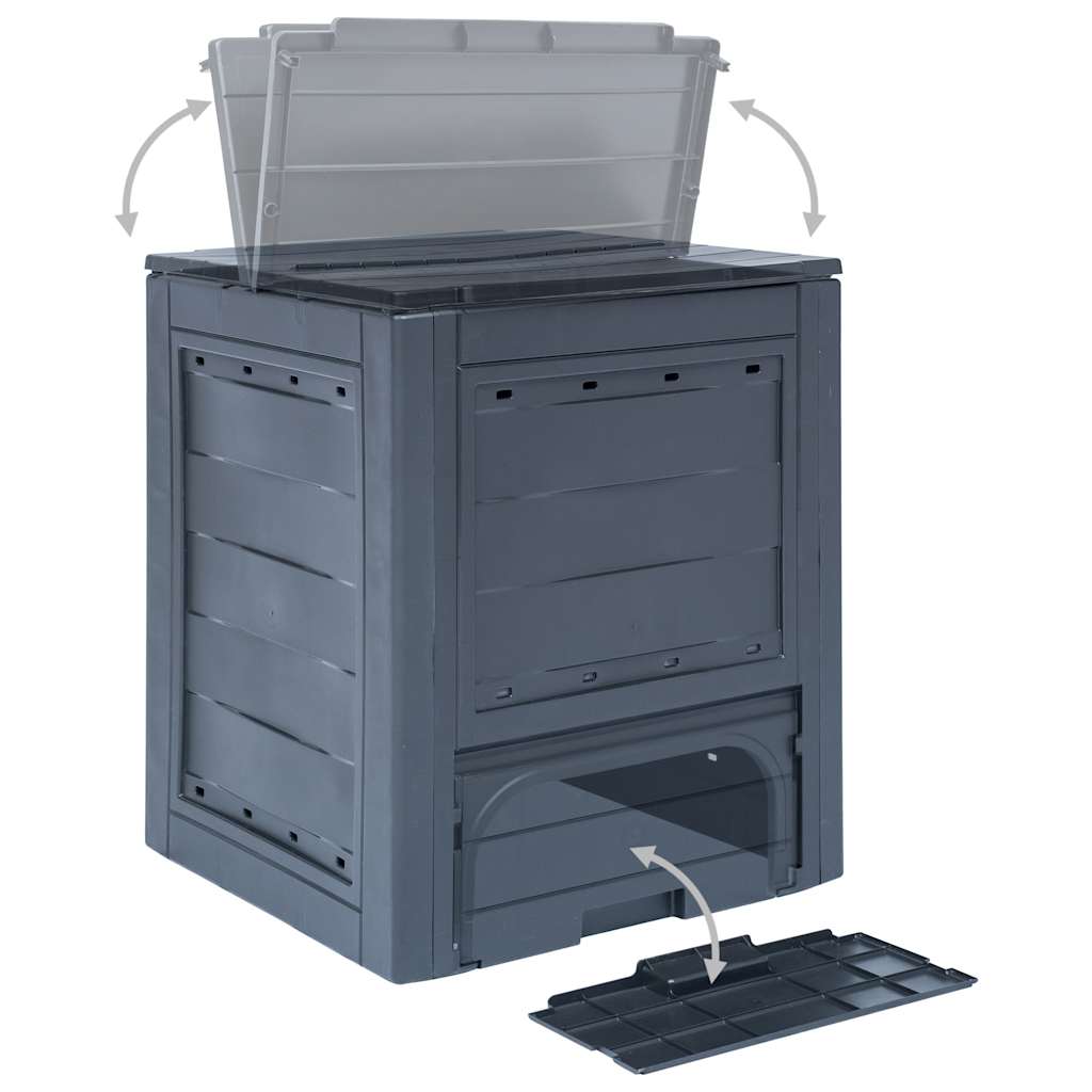 kompostbeholdere til haven 3 stk. 60 x 60 x 73 cm 780 l grå