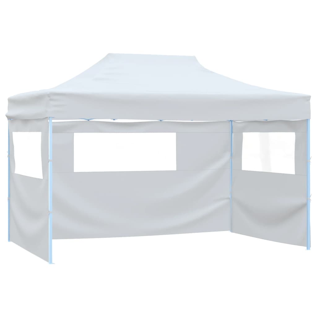 festtelt med 3 vægge 291x413x315 cm foldbart hvid