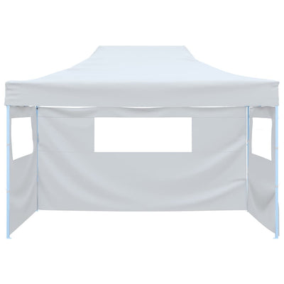 festtelt med 3 vægge 291x413x315 cm foldbart hvid