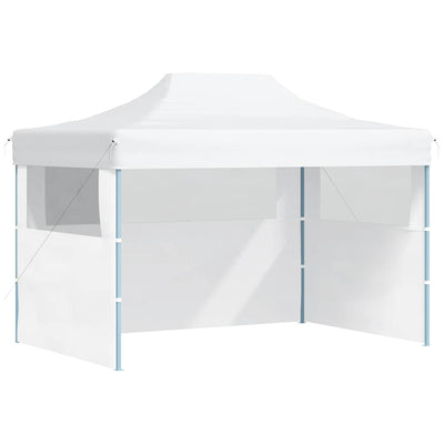 foldbart festtelt med 3 sidevægge 280x410x315 cm stål hvid