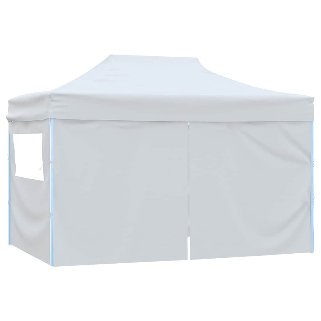 foldbart festtelt med 4 sidevægge 280x410x315 cm stål hvid