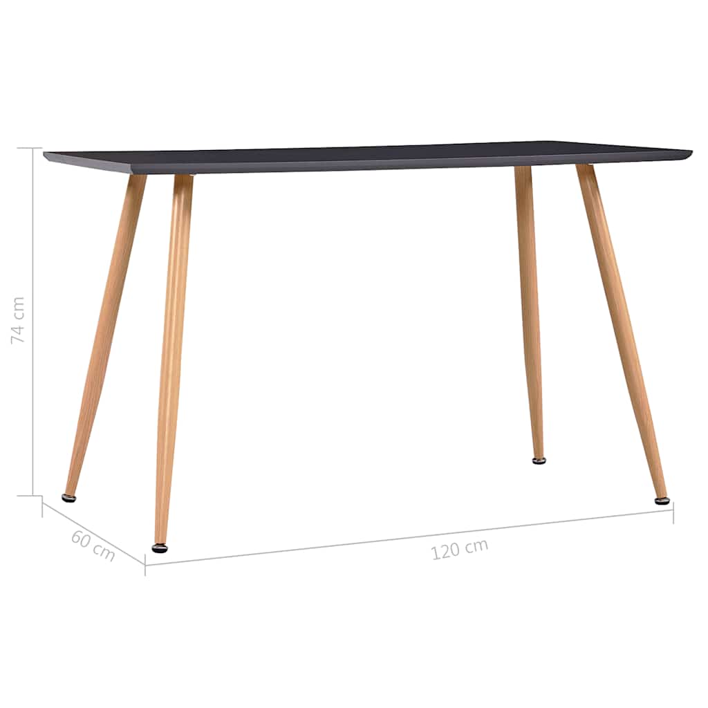 spisebord 120 x 60 x 74 cm MDF grå og egetræsfarve