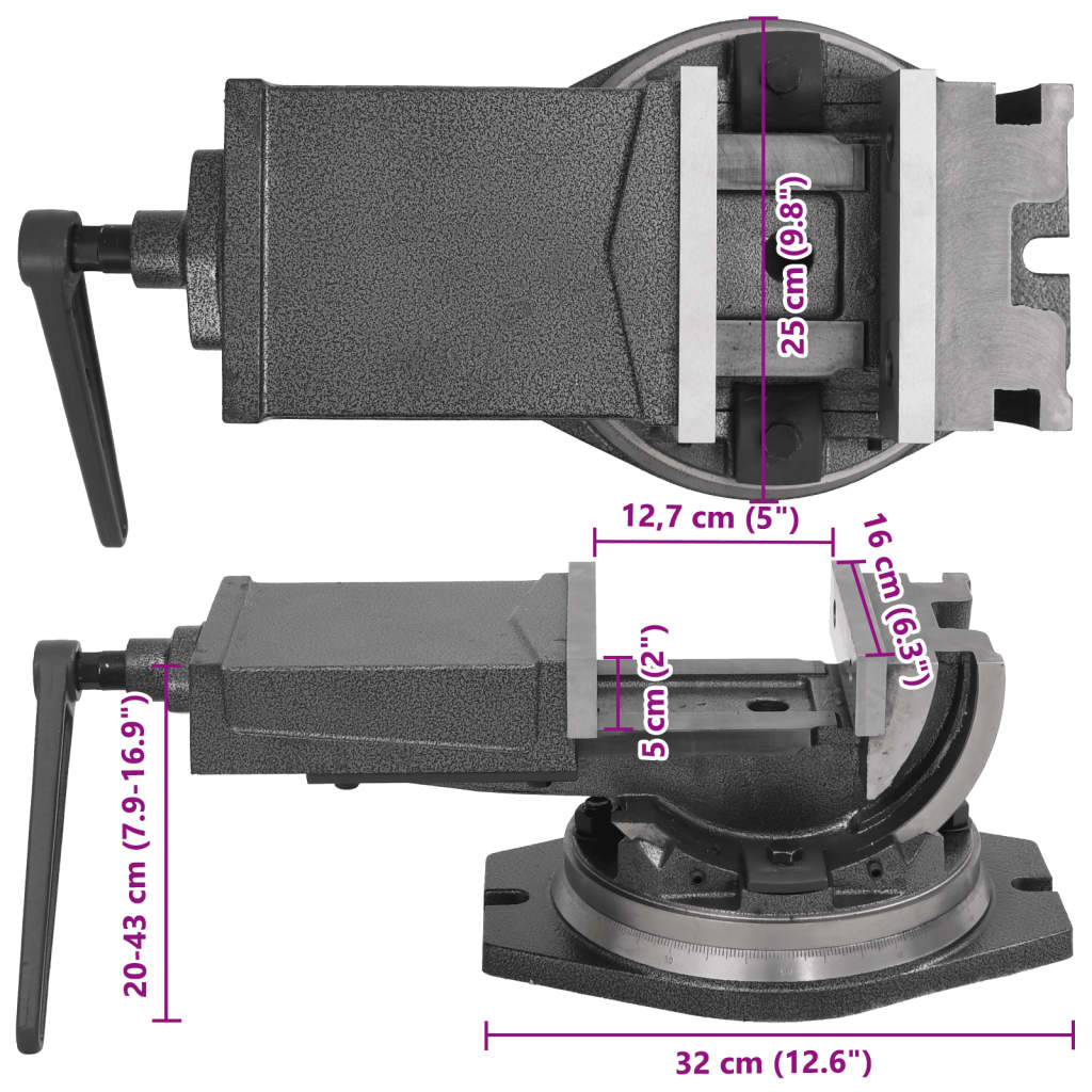 skruestik 2-akset med vippefunktion 160 mm