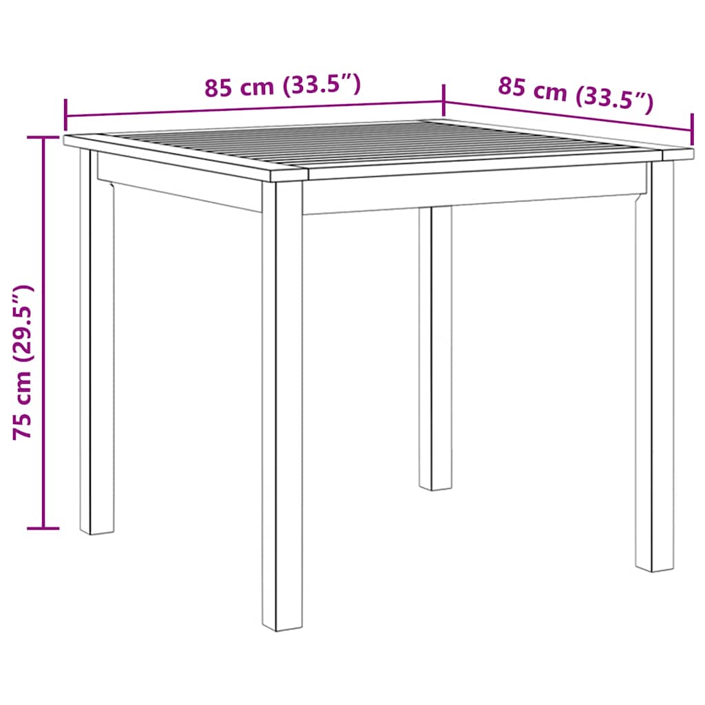havebord massivt akacietræ 85x85x74 cm