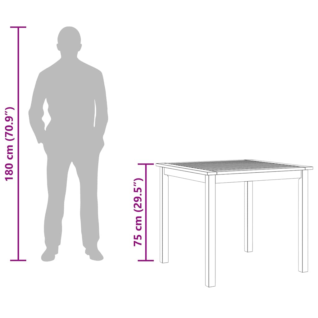 havebord massivt akacietræ 85x85x74 cm