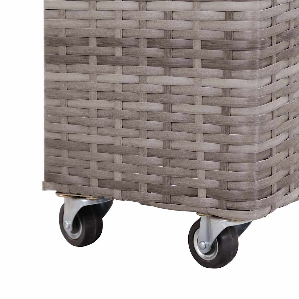 hævet plantekasse med 4 krukker 80x22x79 cm polyrattan grå