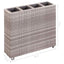 hævet plantekasse med 4 krukker 80x22x79 cm polyrattan grå
