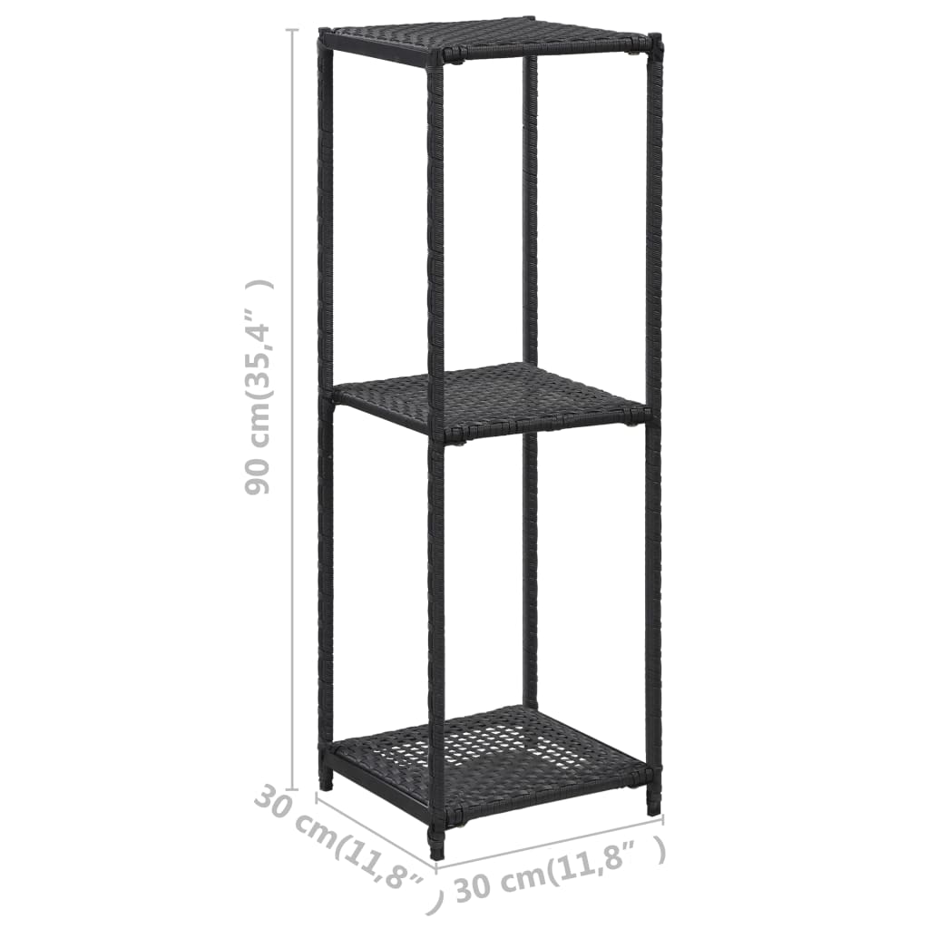 opbevaringsreol 30x30x90 cm polyrattan sort