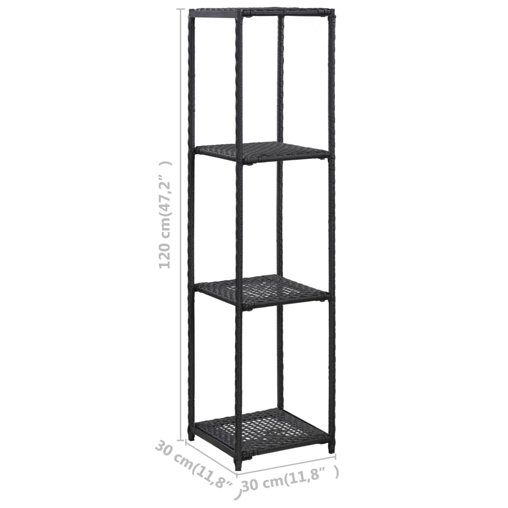 opbevaringsreol 30x30x120 cm polyrattan sort