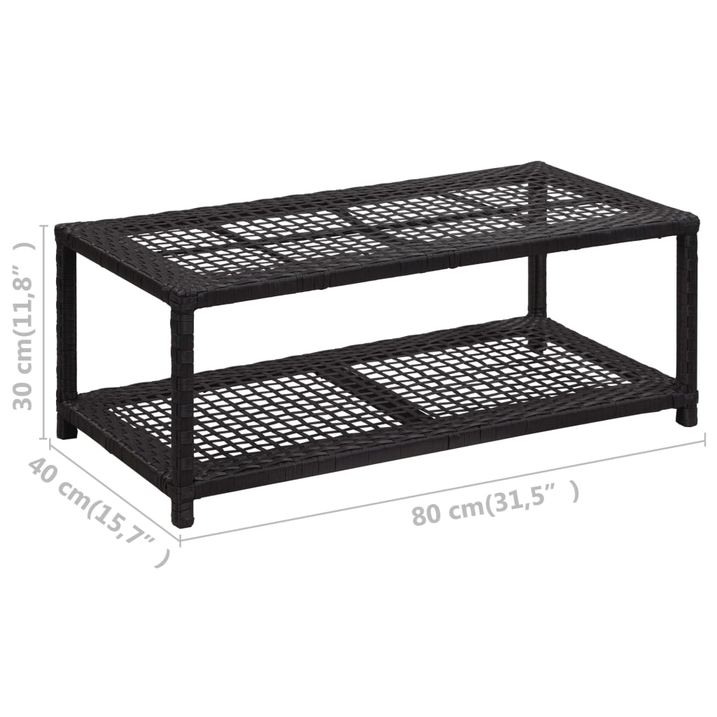 skobænk 80x40x30 cm polyrattan sort