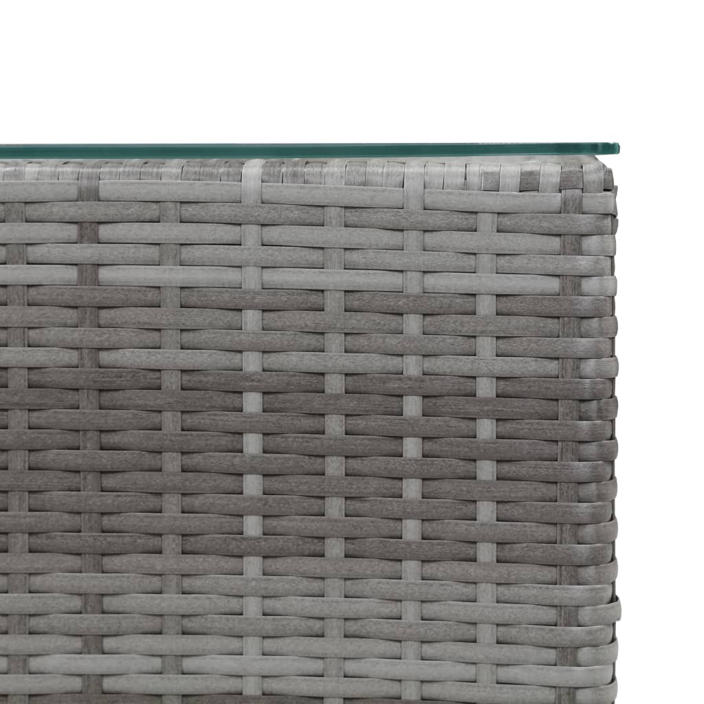 sideborde med glastop 3 stk. polyrattan grå