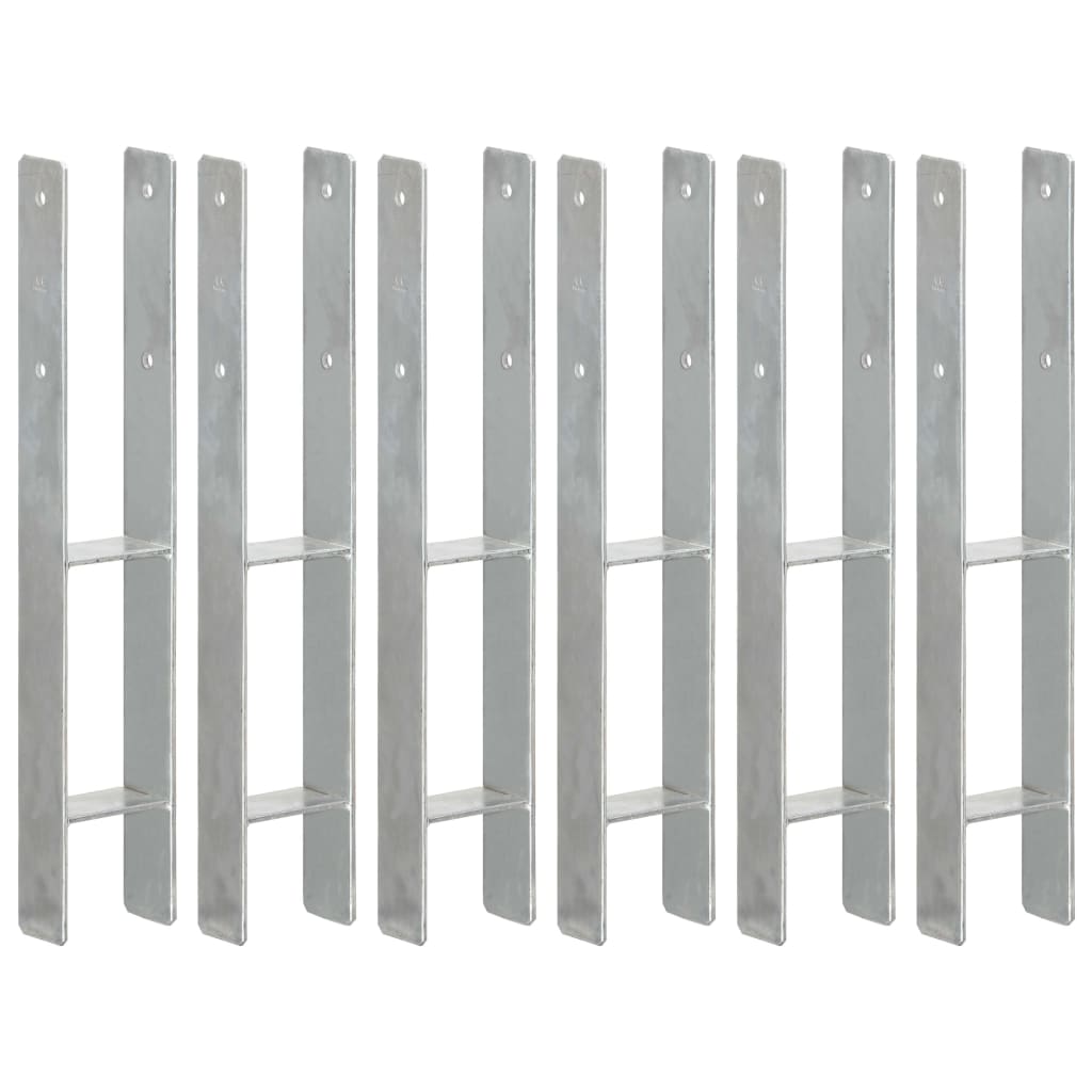 hegnspløkker 6 stk. 9x6x60 cm galvaniseret stål sølvfarvet