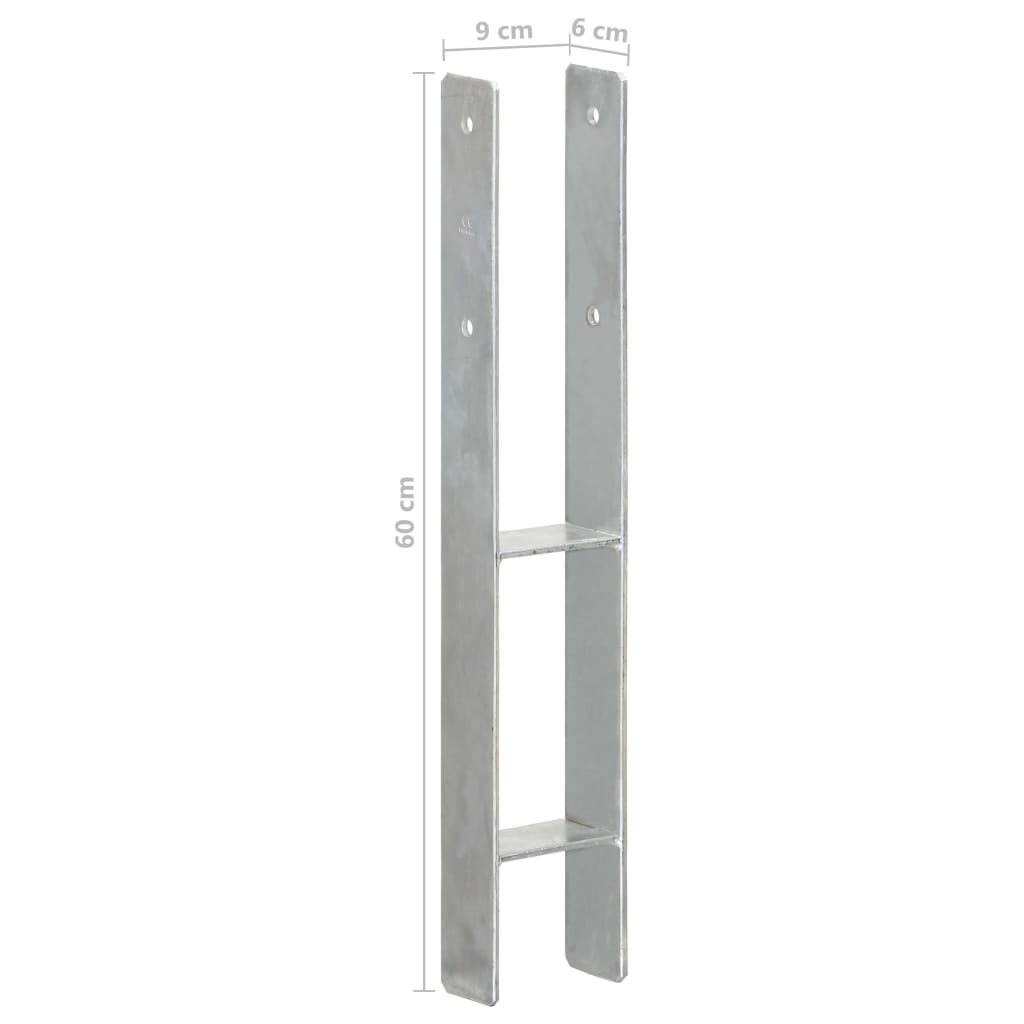hegnspløkker 6 stk. 9x6x60 cm galvaniseret stål sølvfarvet
