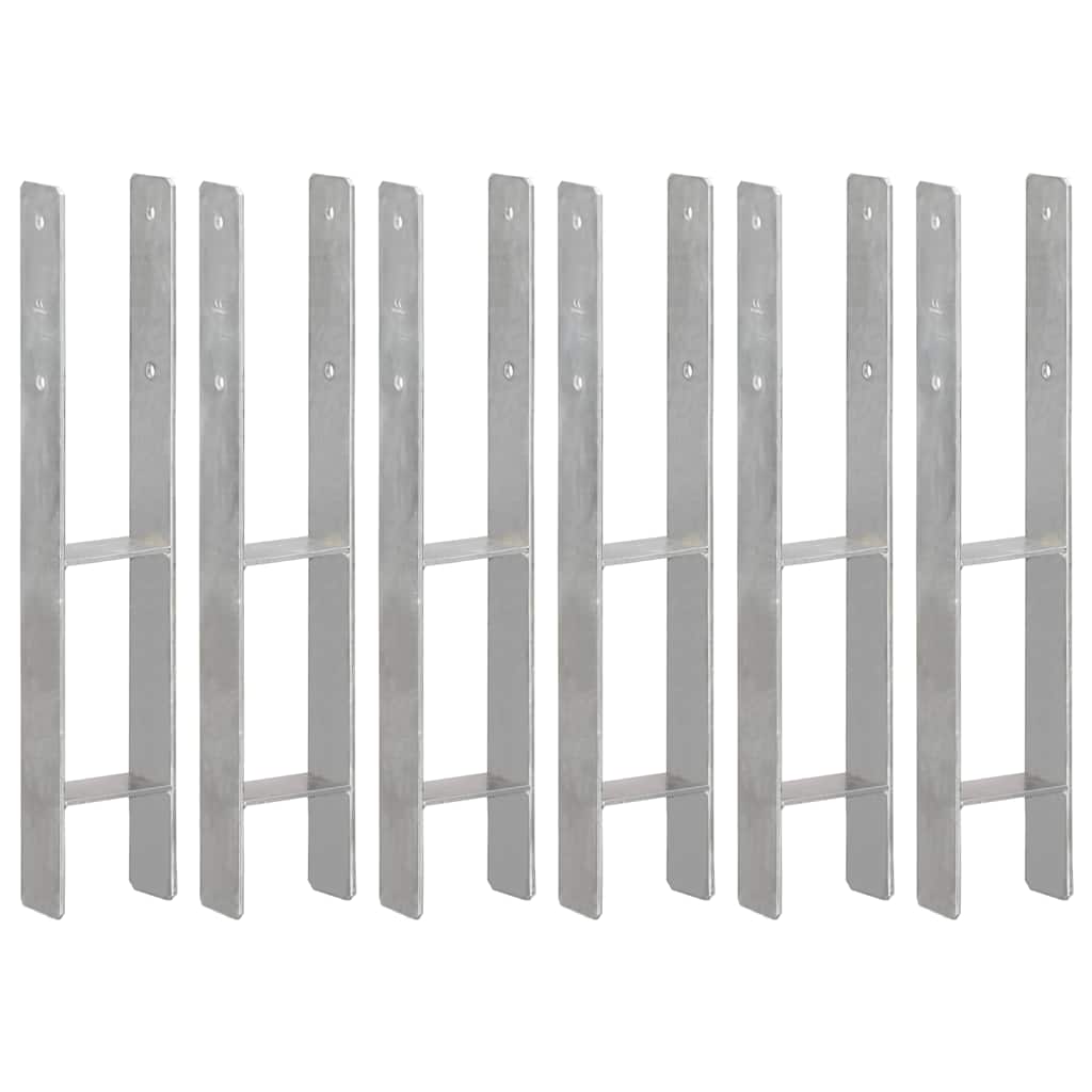 hegnspløkker 6 stk. 10x6x60 cm galvaniseret stål sølvfarvet