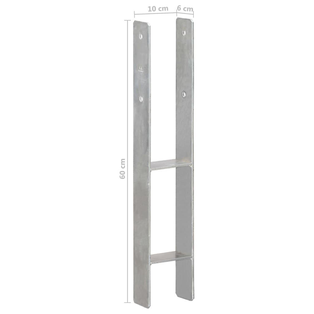 hegnspløkker 6 stk. 10x6x60 cm galvaniseret stål sølvfarvet
